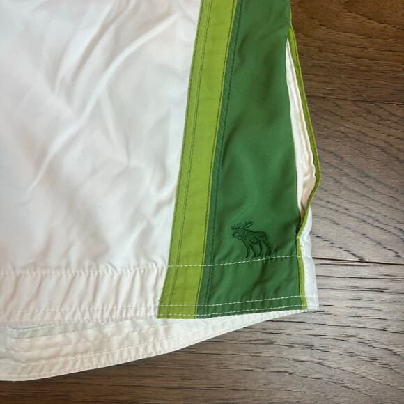 Abercrombie & Fitch White & Green Swim Trunks Surf Board Shorts - Picture 10 of 11